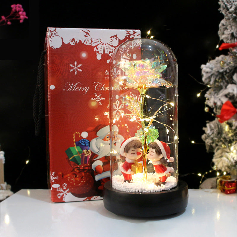 Christmas Couple Rose Glow Lamp