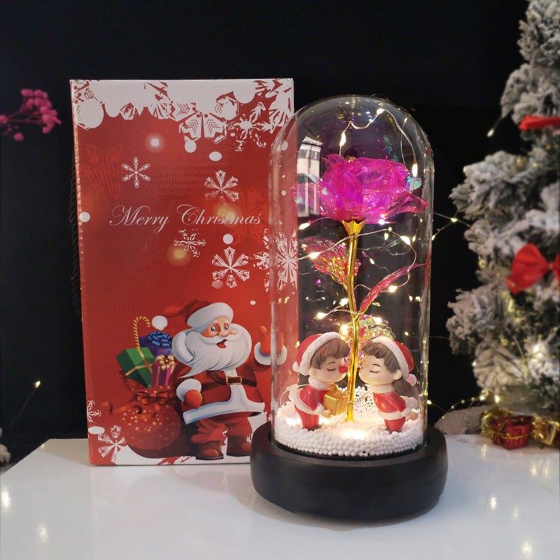 Christmas Couple Rose Glow Lamp